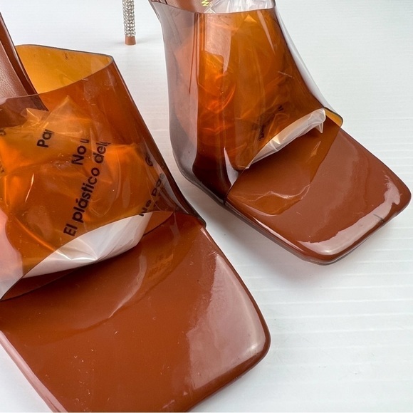 Azalea Wang Heel women 9 Just A Feeling Stiletto Sandal Brown Open Toe Bejeweled - Picture 5 of 13